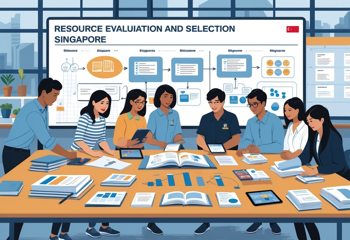 Teaching Resources Singapore: Essential Tools for Educators LearningMole A group of educators and students working together around a table with teaching materials in a classroom, with a cityscape visible through a window.