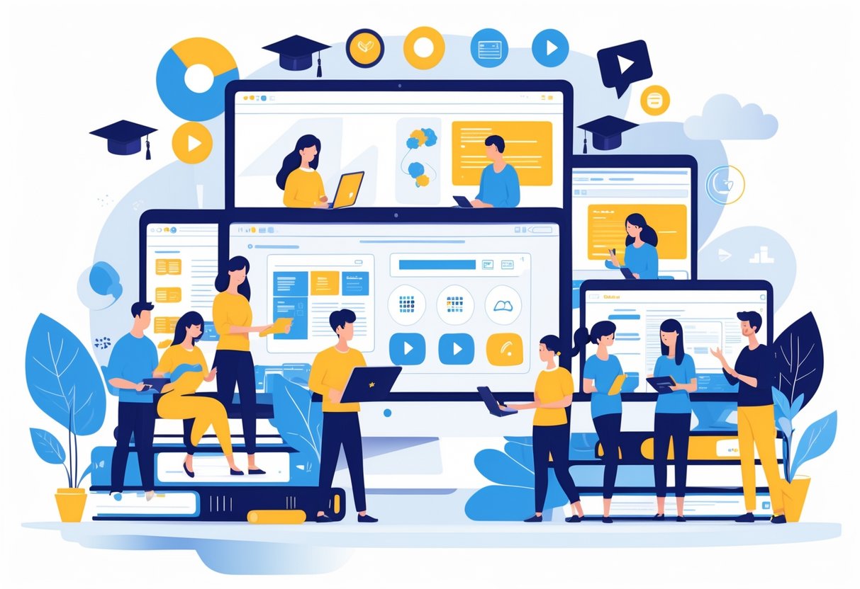 Streaming Education Service: The Complete Guide to Modern Learning LearningMole People using laptops, tablets, and smartphones to access online educational content in various settings like home, café, and library.