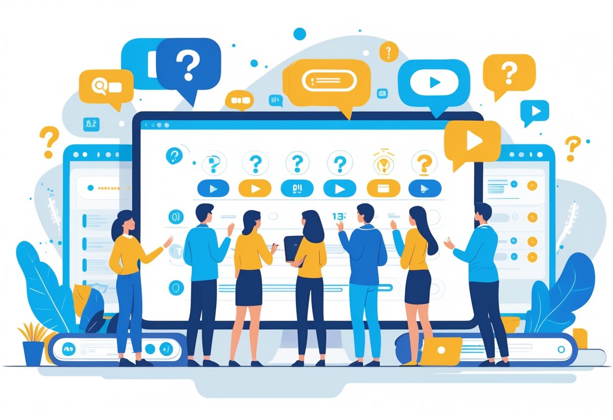 Streaming Education Service: The Complete Guide to Modern Learning LearningMole People gathered around a large digital screen showing question and answer icons in a virtual learning environment.