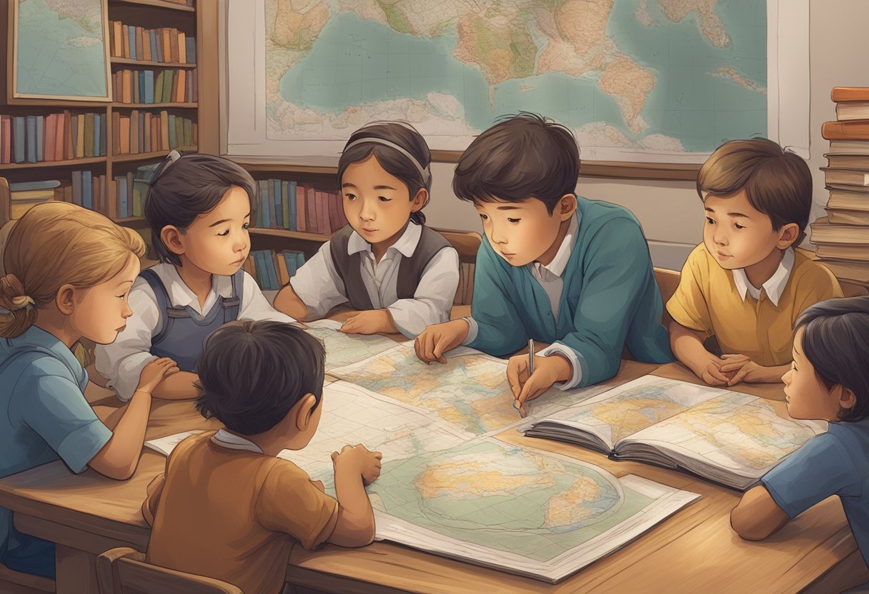 How to Teach Kids about Historical Figures: Fun and Engaging Ways historical figures LearningMole A group of children sit around a table covered with books, maps, and a laptop. They are listening intently as a teacher points to a picture of a historical figure on the screen