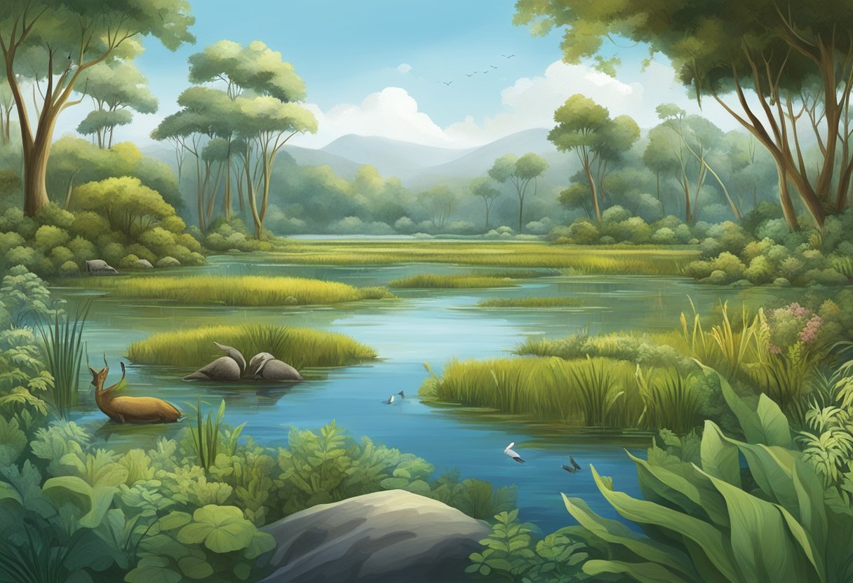 Interactive Lessons on Endangered Species: Engaging Children in Wildlife Conservation Endangered Species,Endangered Animal LearningMole Endangered Species: A lush wetland teeming with diverse plant and animal life, surrounded by a variety of ecosystems, showcasing the interconnectedness of endangered species