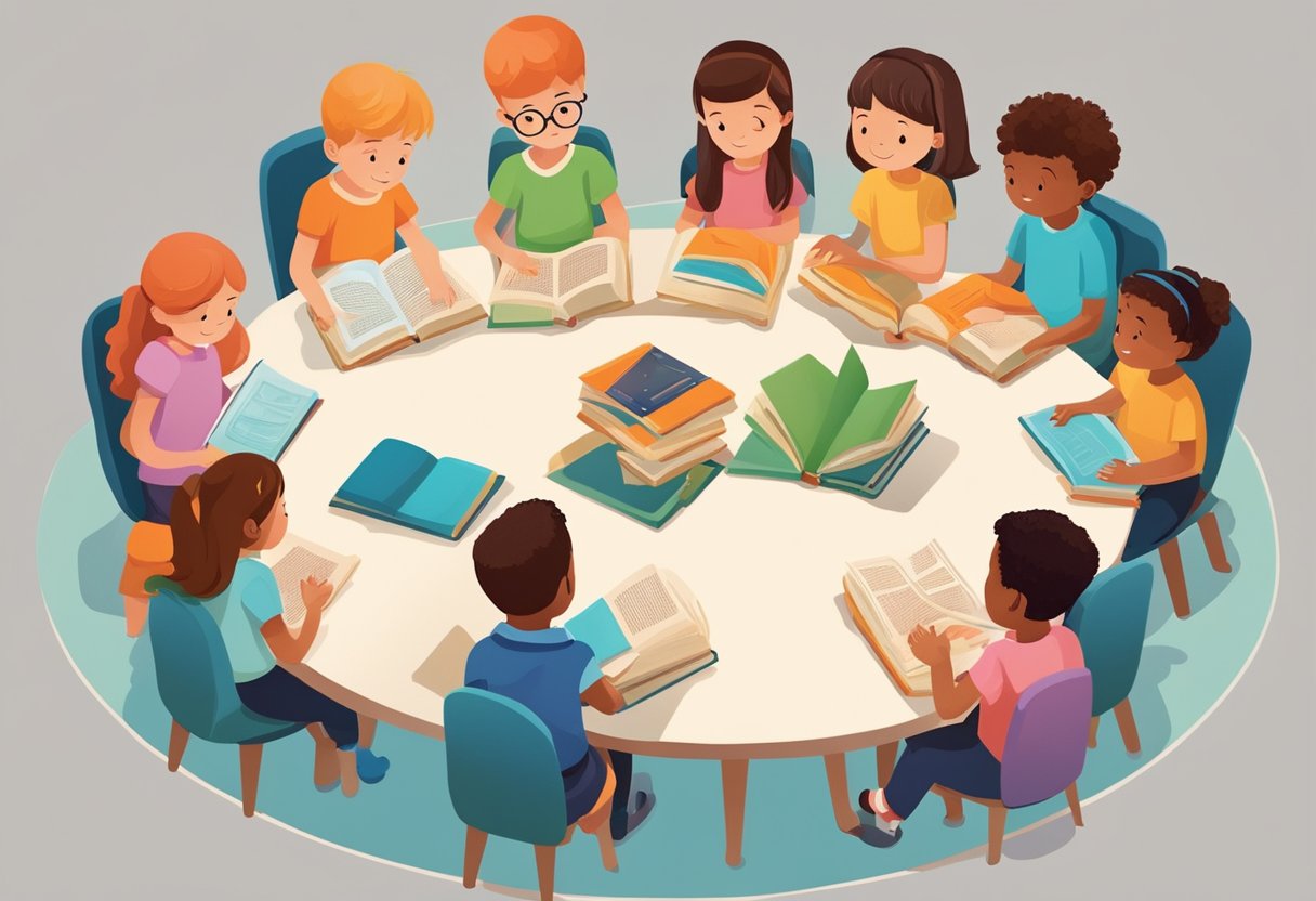 Memory-Building Activities for Kids: Boost Cognitive Development memory-building,development,children LearningMole A group of children sitting in a circle, each holding a book and focused on reading. A variety of memory-building activities are scattered around them
