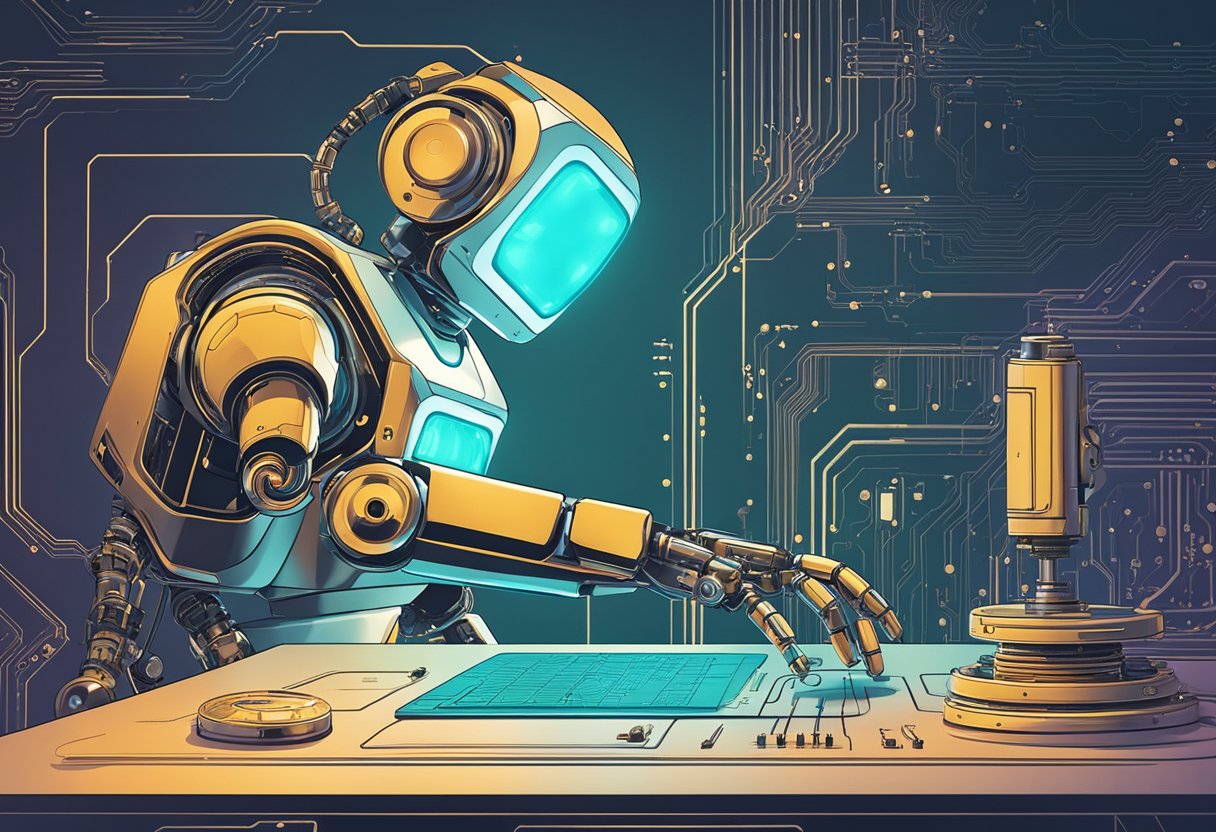 Guide to Teaching Robotics Introduction: A Friendly Approach Teaching Robotics,stem,robots LearningMole A robot arm manipulates a circuit board under the watchful eye of a sleek AI interface