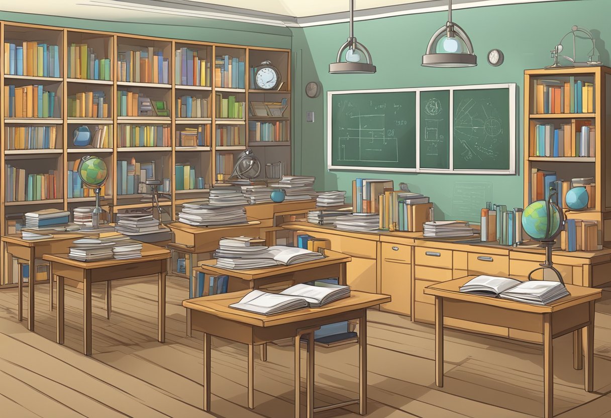 Guide to Teaching Physics Concepts: Making Complex Principles Fun Teaching Physics Concepts,physics education,physics concepts,sound waves,Teaching physics LearningMole A physics classroom with various teaching materials, such as textbooks, diagrams, and lab equipment, arranged neatly on desks and shelves