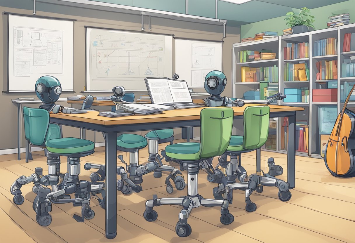 Guide to Teaching Robotics Introduction: Inspiring Young Minds Teaching Robotics,AI,artificial intelligence LearningMole Teaching Robotics Introduction: A classroom with robotics equipment, lesson plans, and curriculum guides displayed on a table