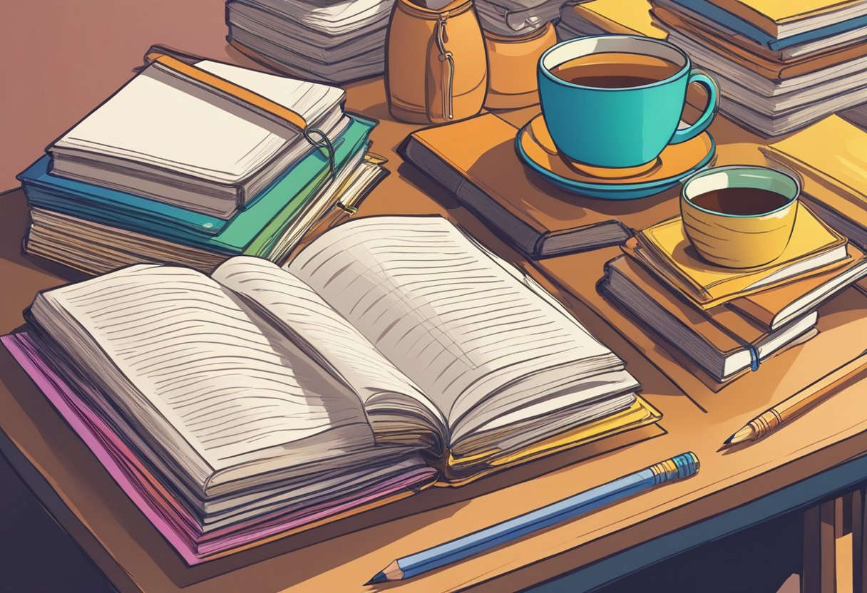 Guide to Teaching Poetry and Rhymes: Inspiring Young Minds with Verse Poetry and Rhymes,poetry LearningMole Poetry and Rhymes: A colorful book open on a desk, surrounded by pencils, paper, and a cup of tea. A stack of poetry books sits nearby