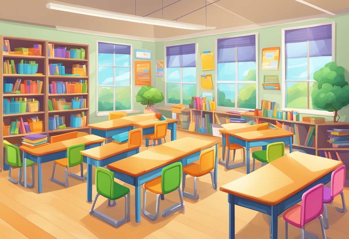 Australian Curriculum Activities: Fun and Educational Resources for the Classroom Australian Curriculum,Curriculum LearningMole Australian Curriculum: A colorful classroom with books, maps, and educational posters. Desks and chairs arranged for group activities. Bright and inviting atmosphere