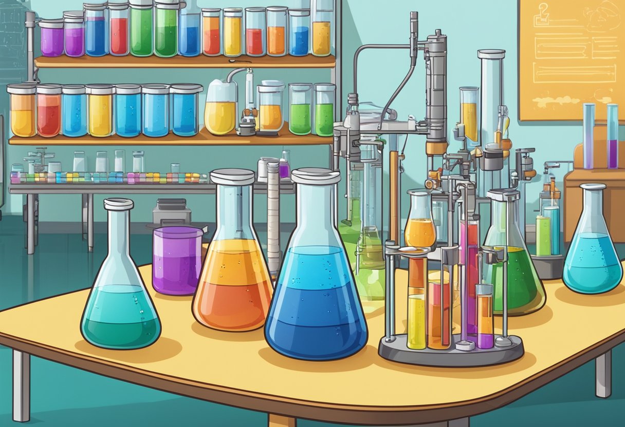 Amazing Science Experiments That Inspire Australian Primary Kids primary science experiments,science experiment,experiments LearningMole A table filled with colorful beakers, test tubes, and science equipment, with a banner reading "Frequently Asked Questions Primary Science Experiments Australia" hanging in the background