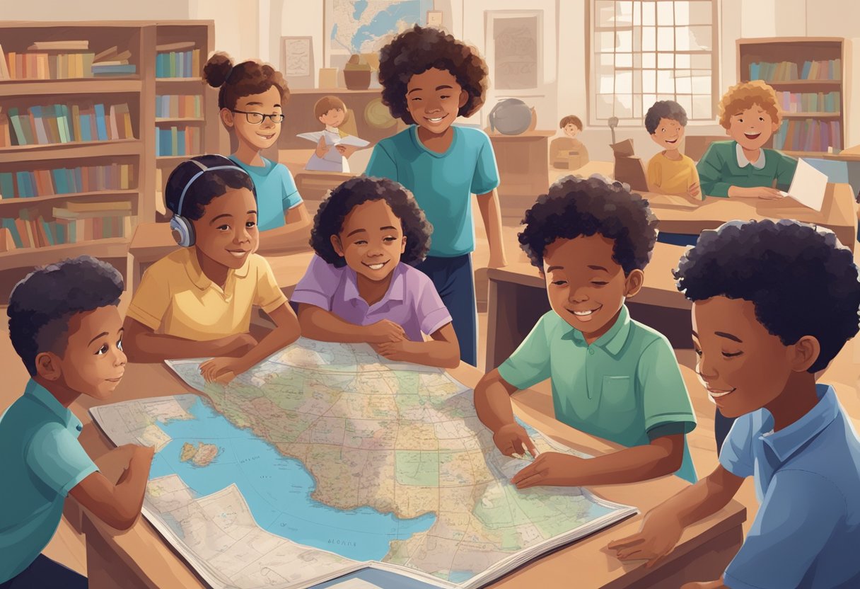 American History Activities for Kids: Fun Ways to Discover Our Heritage American history,history activities,U.S. history,history LearningMole A group of children engage in educational activities about US history, surrounded by books, maps, and interactive displays