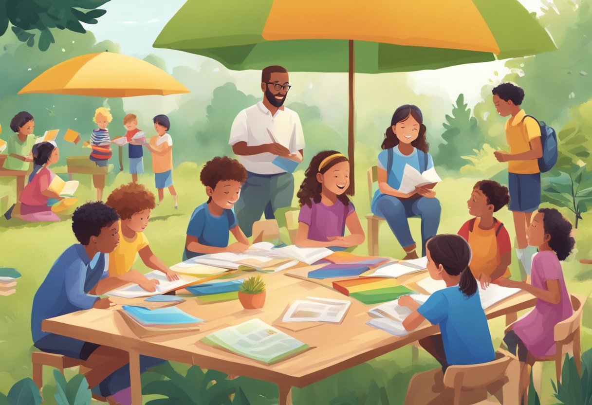 Powerful French Immersion Activities That Boost Fluency Fast French immersion,French language,FSL classroom LearningMole A group of children and adults engage in French language activities outdoors, surrounded by colorful learning materials and natural elements