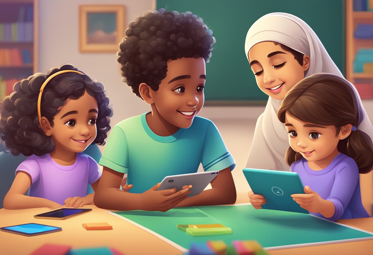 Arabic Learning Resources for Kids: Fun and Educational Tools Arabic learning resources for kids,Arabic Learning Resources,Arabic Learning,Learning Arabic LearningMole A group of children using tablets and interactive screens to learn Arabic with colorful and engaging educational resources