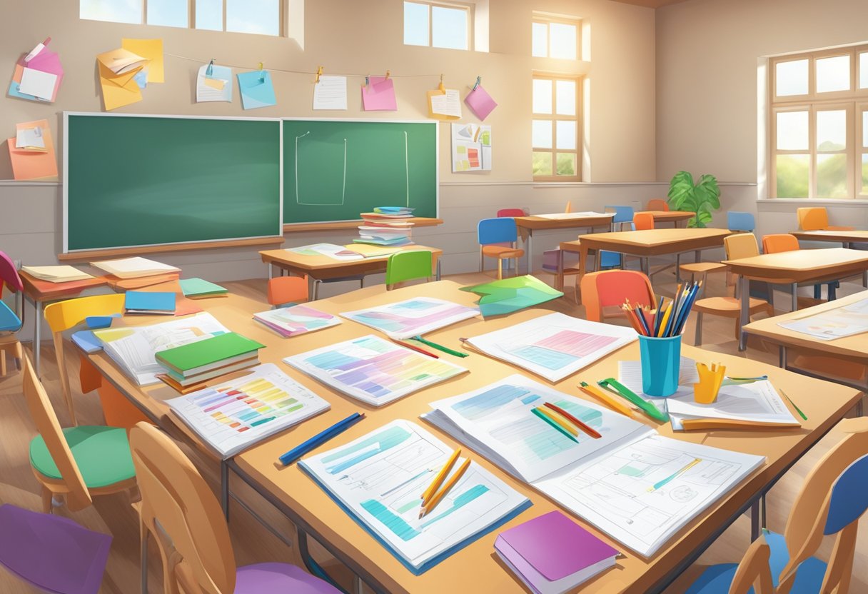 Life Skills Worksheets Grade R-3: Fun Activities for Early Development Life Skills Worksheets for Grade R-3,Life Skills Worksheets,Life Skills LearningMole A classroom setting with colorful worksheets, pencils, and educational materials spread out on a table