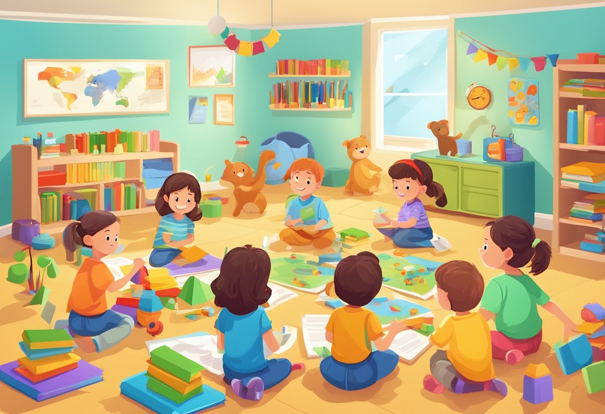Preschool Attendance Benefits: 15 Proven Statistics That Show Why Early Education Matters Preschool Attendance Benefits,Preschool Attendance,Attendance LearningMole A group of young children engaged in various educational activities in a bright and colorful preschool classroom, with toys, books, and learning materials scattered around the room