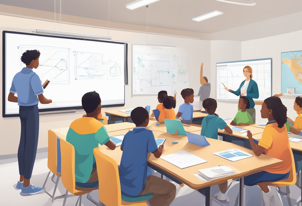 Real-Life Applications of Problem-Solving in Primary Education: Building Practical Skills for Young Learners Problem-Solving LearningMole Problem-Solving in Primary Education: A group of young students use tablets and interactive whiteboards to collaborate on a project, while a teacher guides them through a real-life problem-solving activity