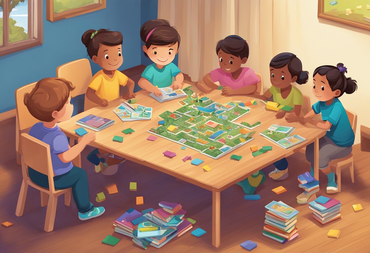 Puzzles & Games Common Mistakes: Friendly Tips for Smoother Play puzzles LearningMole A group of children gather around a table, working together to solve a storytelling puzzle. Books and game pieces are scattered around the room