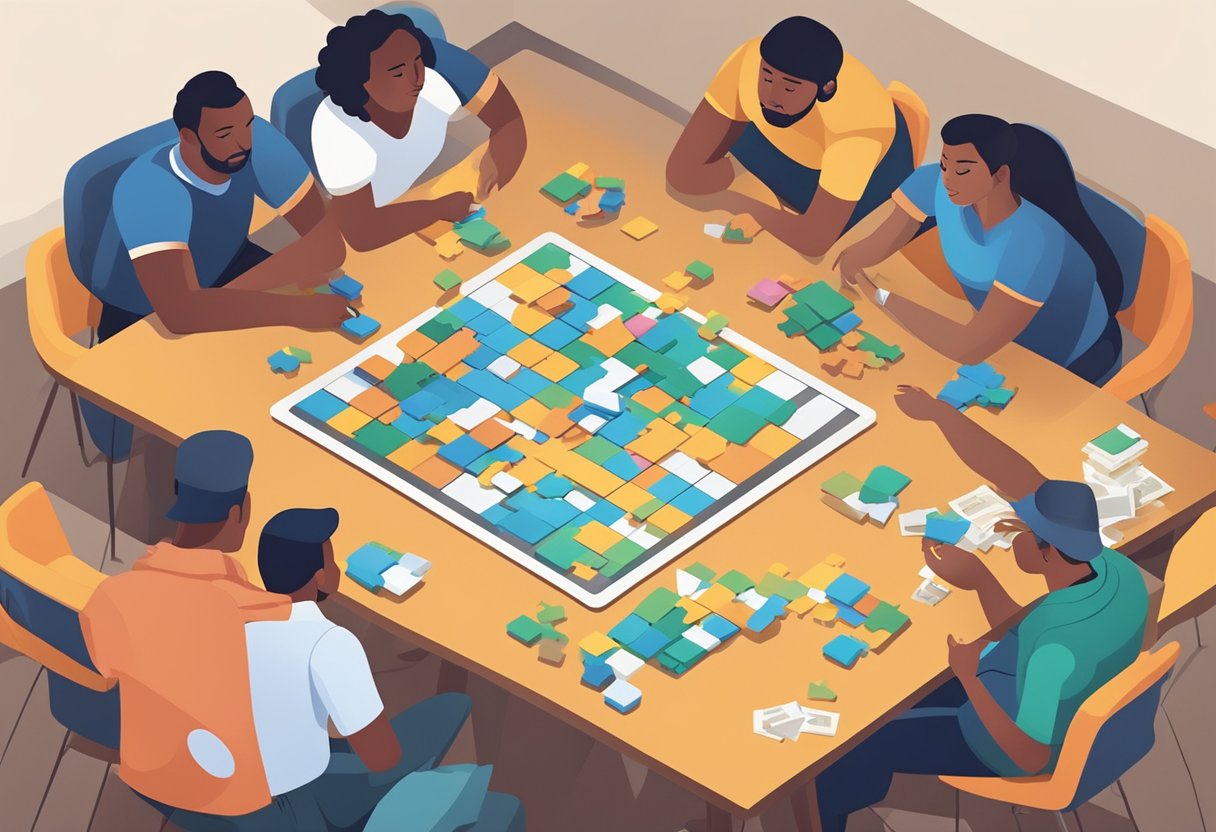 Puzzles & Games Common Mistakes: Friendly Tips for Smoother Play puzzles LearningMole A group of diverse people gather around a table, working together to solve puzzles and play games. They share ideas and strategies, learning from each other's mistakes to improve their skills