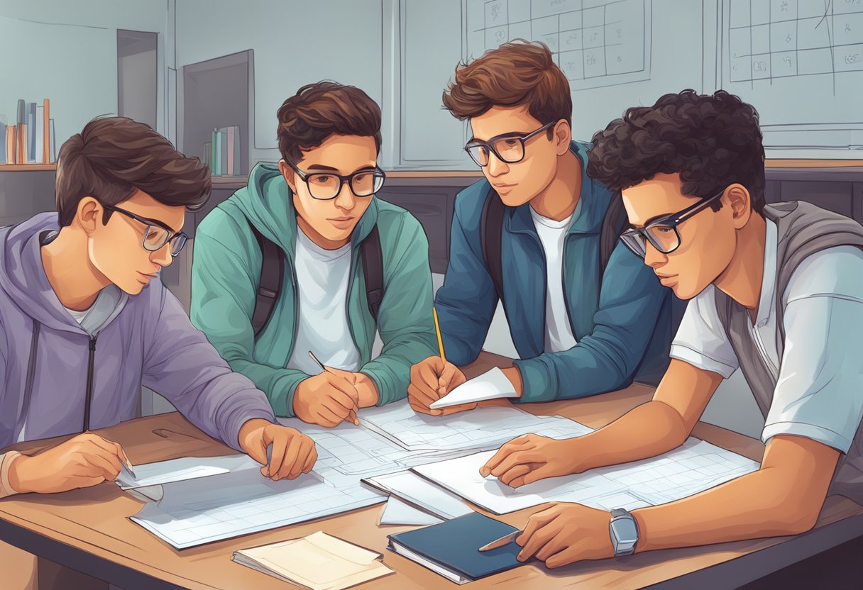 Assessment and Progress Tracking in Physics: Monitoring Student Learning Progress Tracking in Physics,assessment LearningMole A group of students working together, evaluating each other's work, and tracking their progress in a physics class