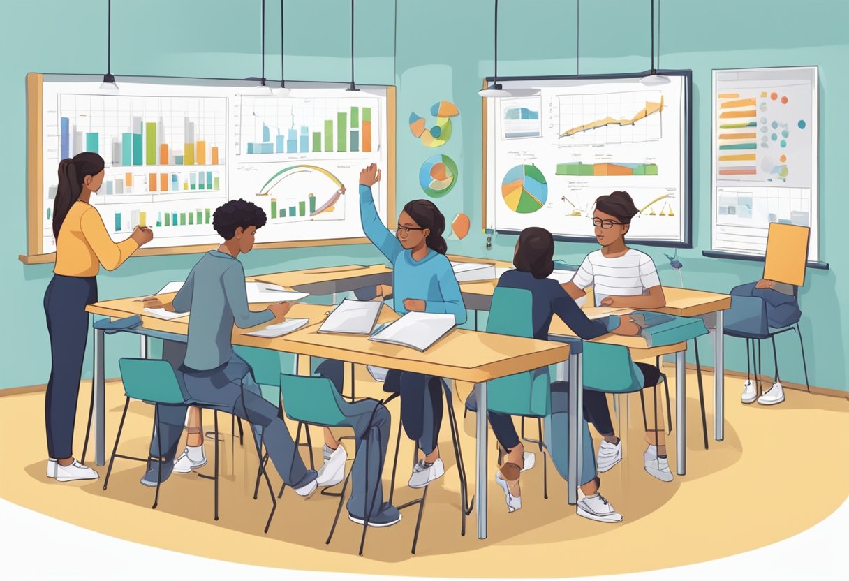 Assessment and Progress Tracking in Physics: Monitoring Student Learning Progress Tracking in Physics,assessment LearningMole A physics classroom with students engaging in hands-on experiments, while charts and graphs track their progress and assessment
