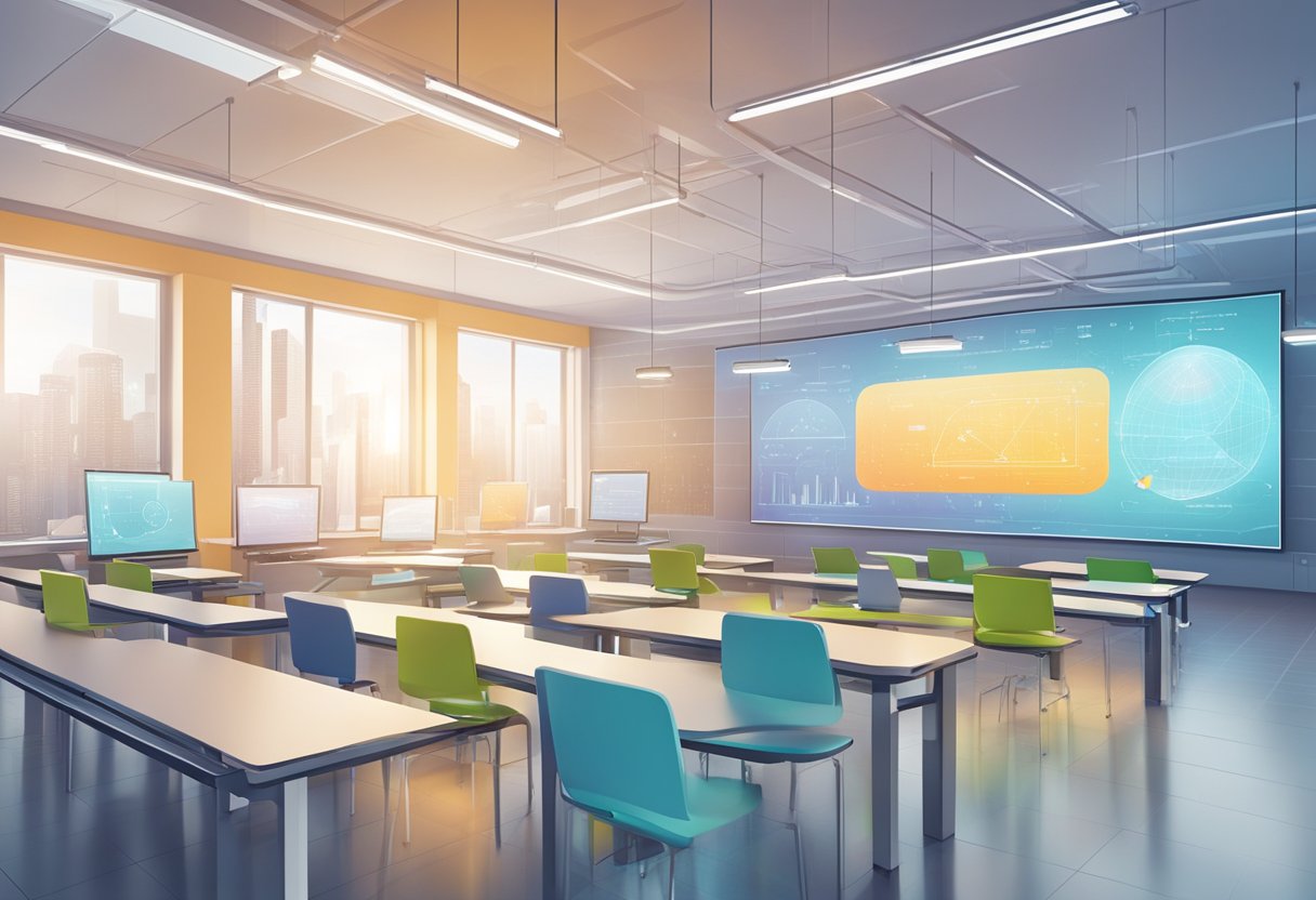 Predictive Analytics in Education: A futuristic classroom with data visualization tools and technology for predictive analytics