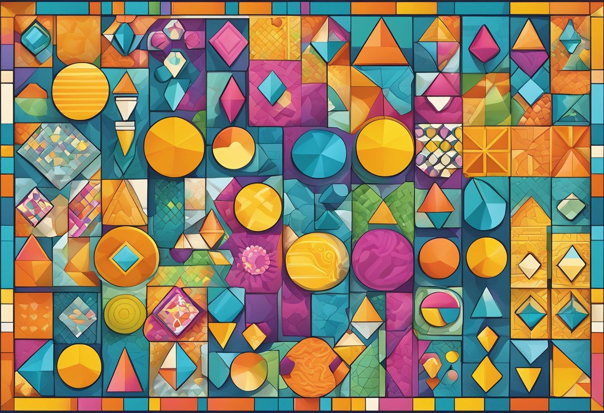 Primary School Maths Games: Boosting Numeracy with Fun Activities Maths Games,Maths LearningMole Primary School Maths Games: A colorful array of geometric shapes and patterns arranged on a bright, interactive game board