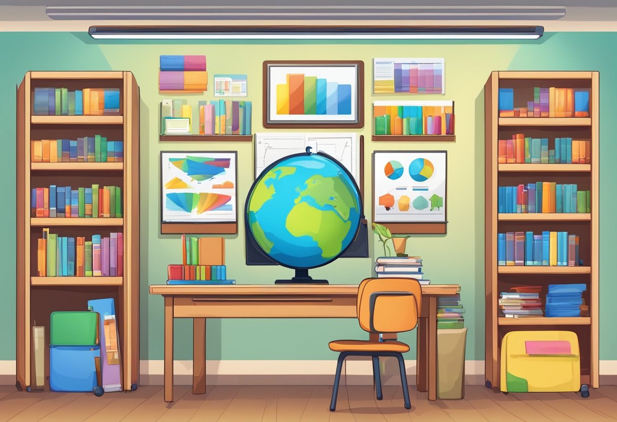 Learning Support Strategies: Enhancing Student Success learning support,Resources LearningMole Learning Support Strategies: A colorful classroom with books, computers, and supportive materials arranged neatly on shelves and desks. Posters and charts display helpful information for successful learning