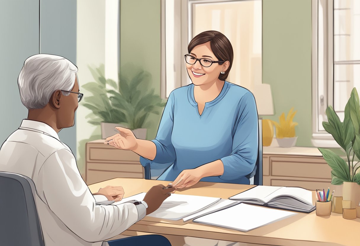 Speech Therapy Exercises: Enhancing Communication Skills speech therapy LearningMole Speech Therapy Exercises: A speech therapist guiding a patient through exercises using visual aids and interactive materials