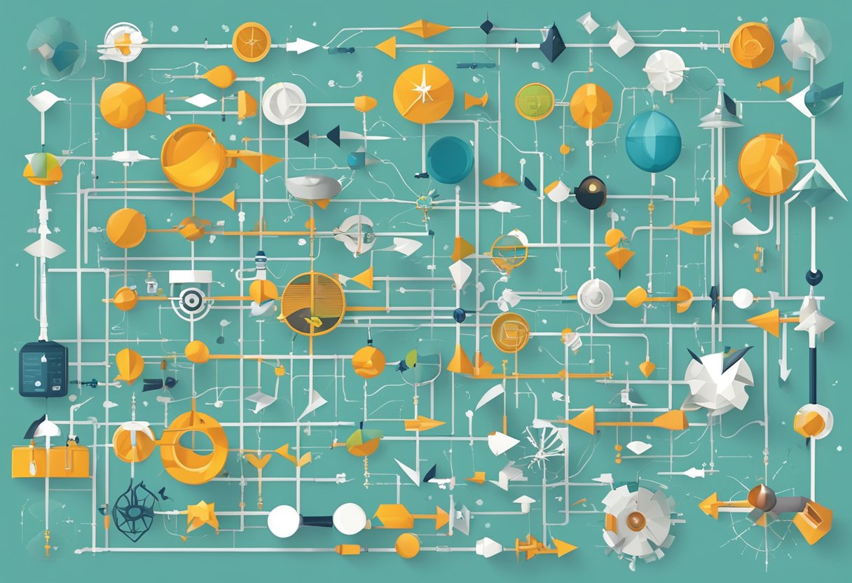 Challenge Tasks Year 6: Engaging Activities to Enhance Learning Challenge,year 6 LearningMole Challenge Tasks Year 6: A group of diverse objects arranged in a pattern, with arrows and symbols indicating different logical pathways and connections