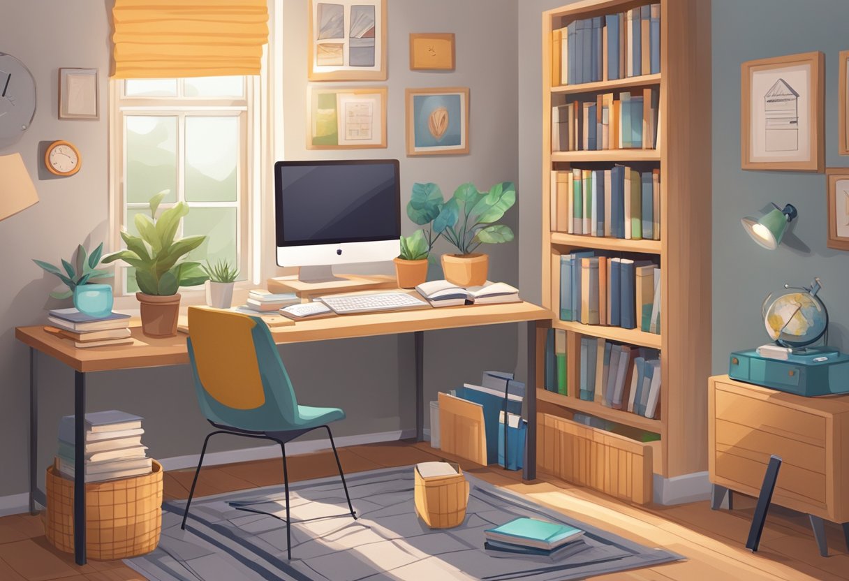 Challenge Tasks Year 6: Engaging Activities to Enhance Learning Challenge,year 6 LearningMole Challenge Tasks Year 6: A cozy home study area with books, a desk, computer, and educational materials for Year 6 students