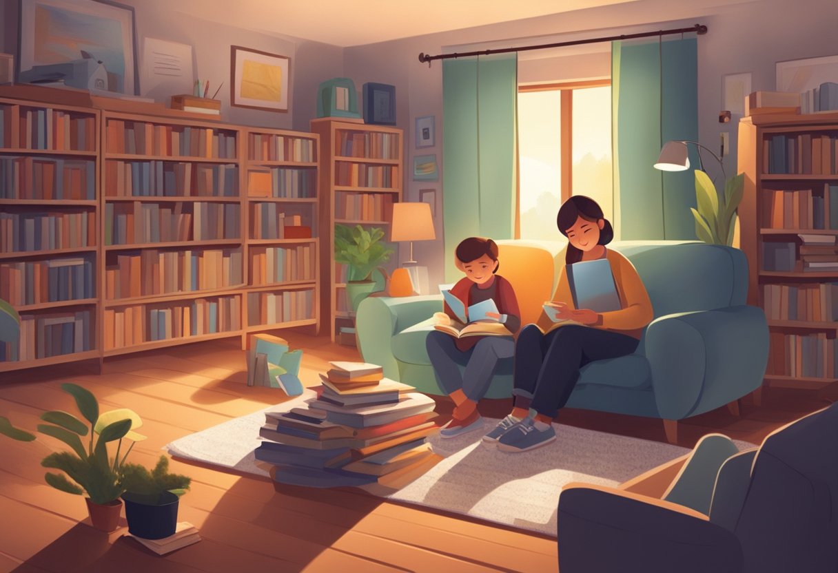 Home Learning Strategies: Tips for Effective Study at Home Home learning,home education,Study at home LearningMole Home Learning Strategies: A cozy home setting with a parent and child surrounded by books, educational materials, and technology. A sense of support and learning is evident through the warm and inviting atmosphere