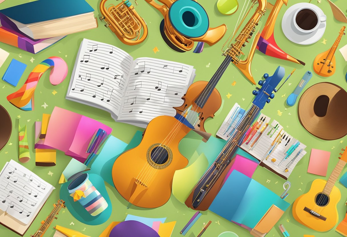 Music Teaching Resources: Enhancing Your Classroom Experience Music teaching,music education LearningMole Music Teaching Resources: A colorful array of musical instruments, sheet music, and teaching materials arranged neatly on a desk in a bright, inviting classroom