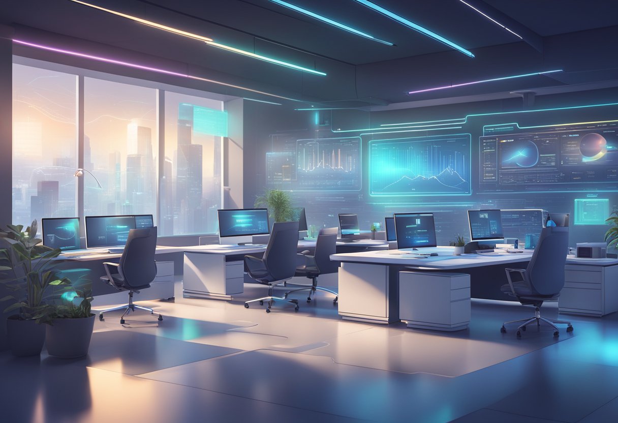 Progress Report Creator: Simplifying Student Assessments progress report,progress LearningMole Progress Report Creator: A futuristic workspace with a digital progress report displayed on a holographic screen, surrounded by sleek and modern office equipment