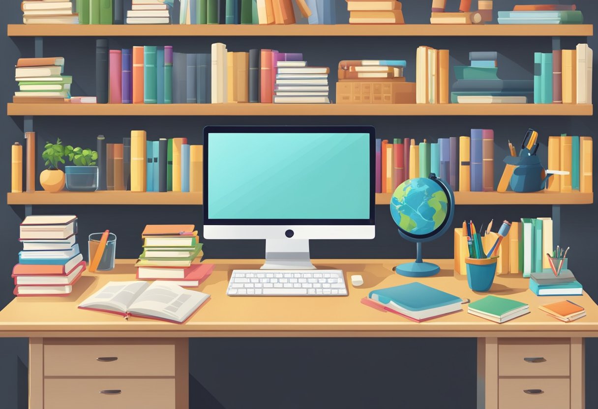 Teaching Resource Management: Strategies for Effective Classroom Planning resource management,resources LearningMole Teaching Resource Management: A tidy desk with neatly organized teaching resources and curriculum materials, surrounded by shelves filled with books and educational supplies