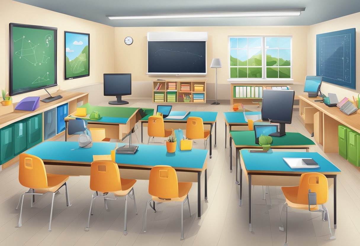 Educational Content: Enhancing Learning through Innovative Resources Educational content,resources LearningMole Educational Content: A classroom setting with various electronic devices and interactive educational tools