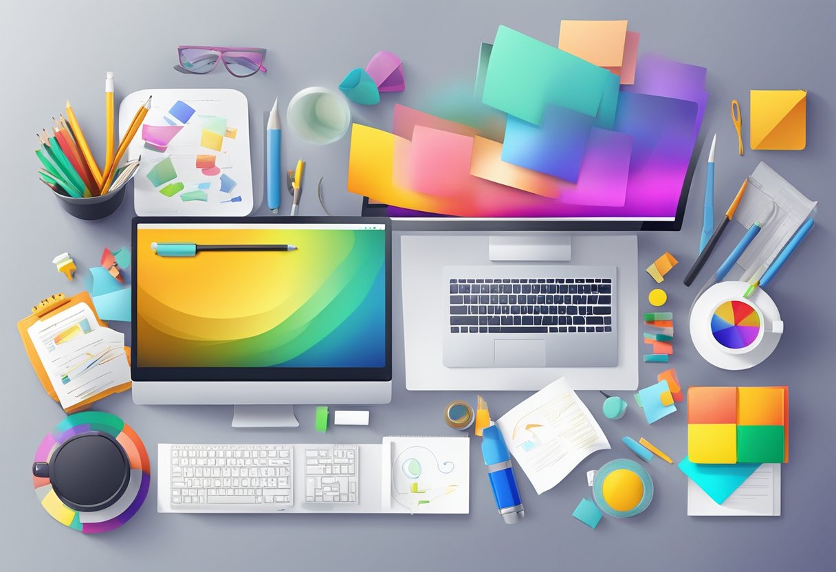 Premium Lesson Templates: Elevate Your Teaching Game premium lesson template,LEsson plan,lesson LearningMole Premium Lesson Templates: A colorful array of design elements and tools arranged neatly on a sleek modern desk. Bright lights illuminate the workspace, highlighting the premium lesson templates being integrated