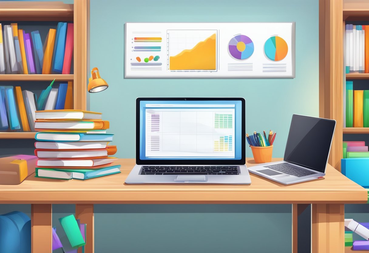 Teacher Resource Support: Enhancing Classroom Experiences for Educators Teacher Resource,resources LearningMole Teacher Resource Support: A desk with a laptop, books, and colorful educational materials. A whiteboard with markers and eraser. A bulletin board with interactive resources