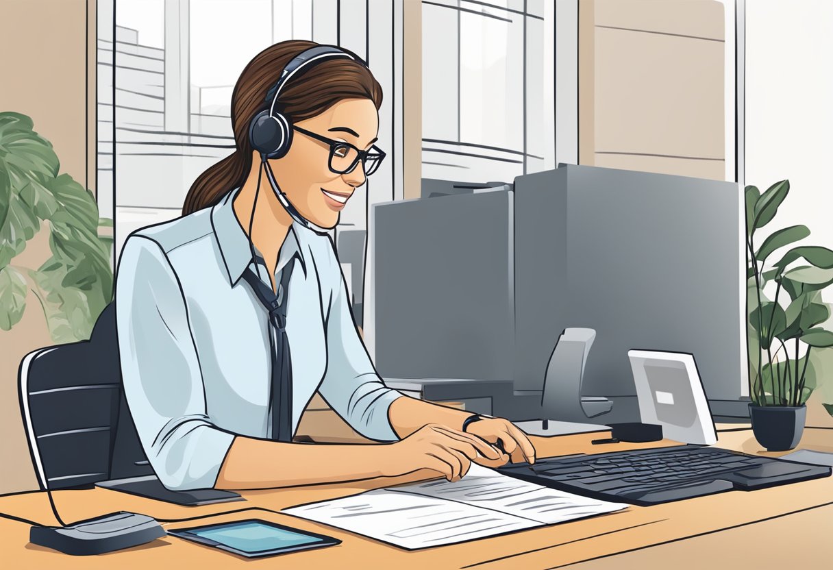 Resource Customisation Help: A customer service representative customizing resources for a satisfied client