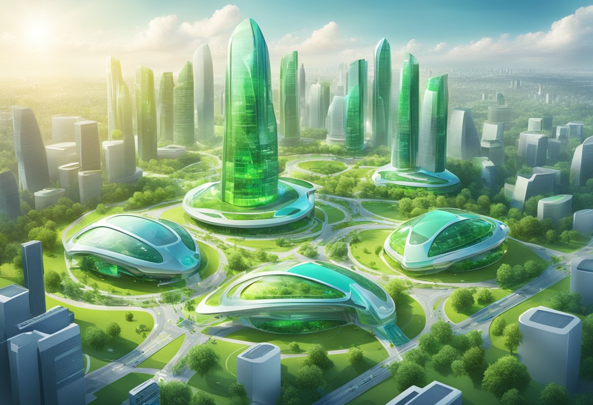 Global Education Platform: Uniting Learners Worldwide Global education,educational LearningMole Global Education Platform: A futuristic city skyline with green educational facilities and digital learning platforms interconnected across the landscape