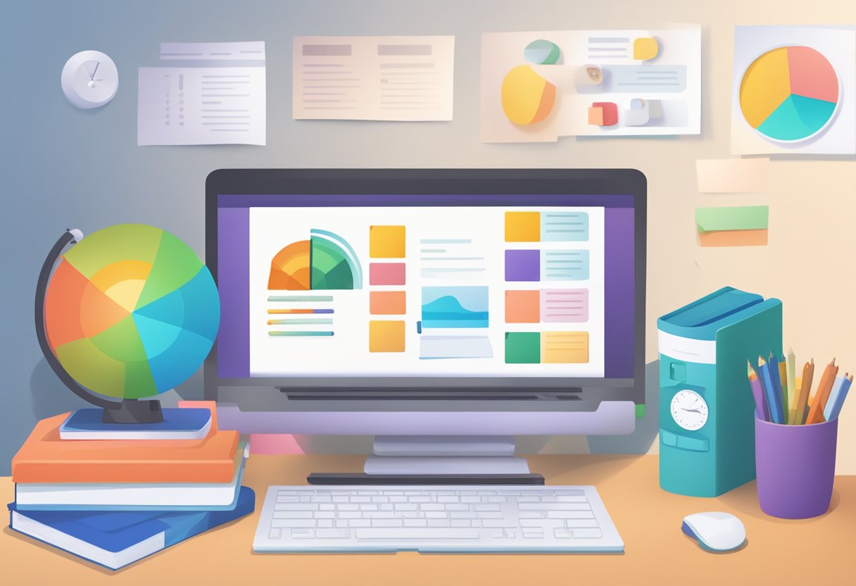 Primary School Subscription Services: Enhancing Education Through Curated Content subscription,Primary school LearningMole Primary School Subscription Services: A stack of colorful educational materials and a computer with a subscription model displayed on the screen