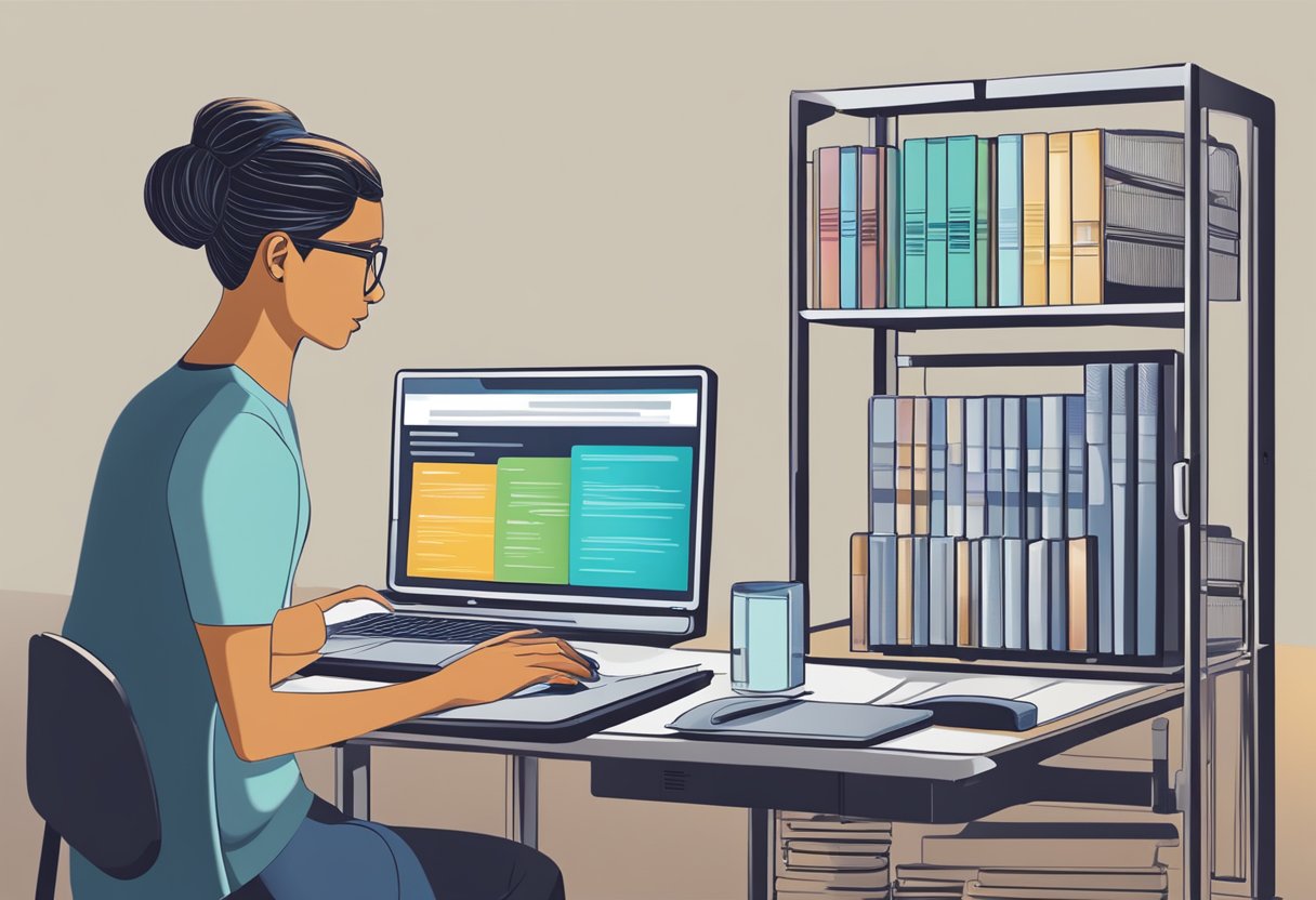 Academic Resource Access: Ensuring Equity in Educational Tools Academic resource,Academy,resources LearningMole Academic Resource Access: A person accessing a digital database of educational resources on a computer