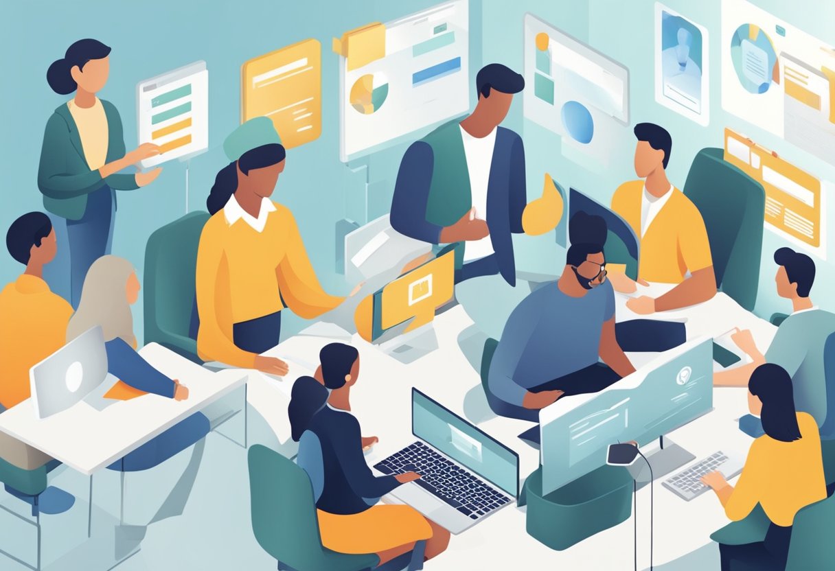 Academic Resource Access: Ensuring Equity in Educational Tools Academic resource,Academy,resources LearningMole Academic Resource Access: A group of people accessing an online academy resource, providing and receiving feedback for continuous improvement