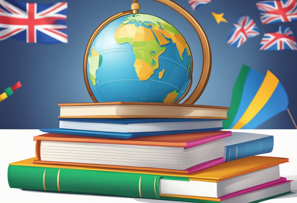 International School Materials: Your Guide to Selecting the Best Resources International school,IB LearningMole International school: A stack of colorful textbooks and educational materials with a globe and flags in the background