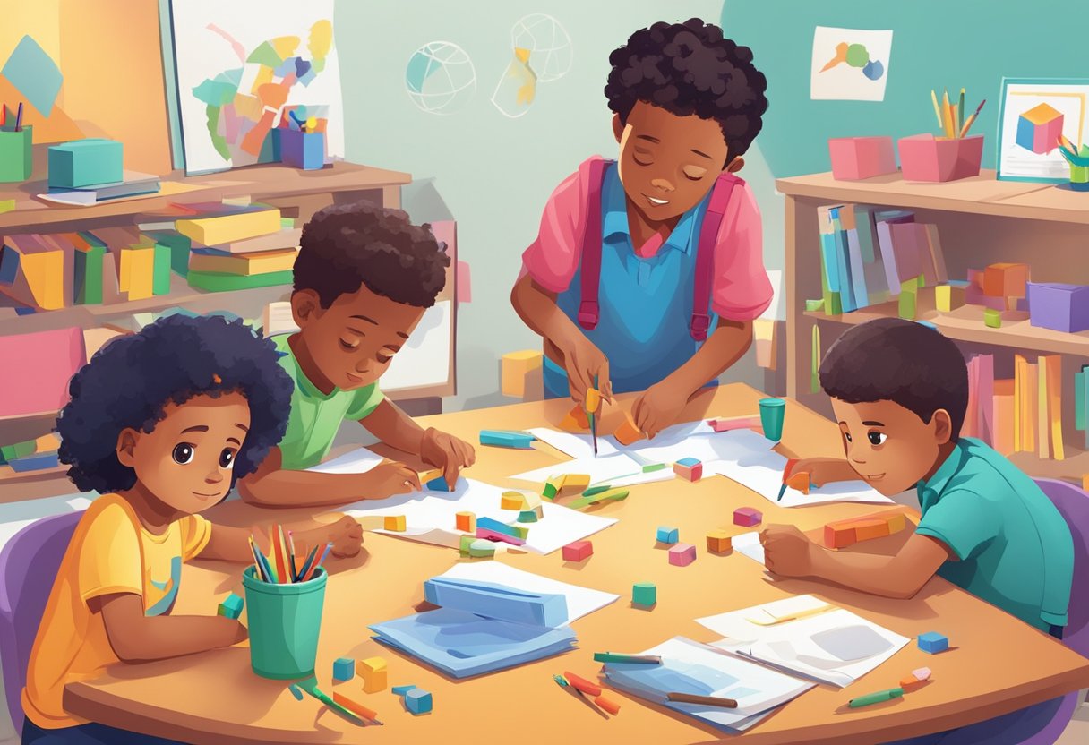 Problem-Solving Activities for Kids: 10 Fun Challenges to Boost Critical Thinking Problem-Solving Activities,children LearningMole A group of children gather around a table, working on problem-solving activities. They are engaged and focused, with colorful materials spread out in front of them