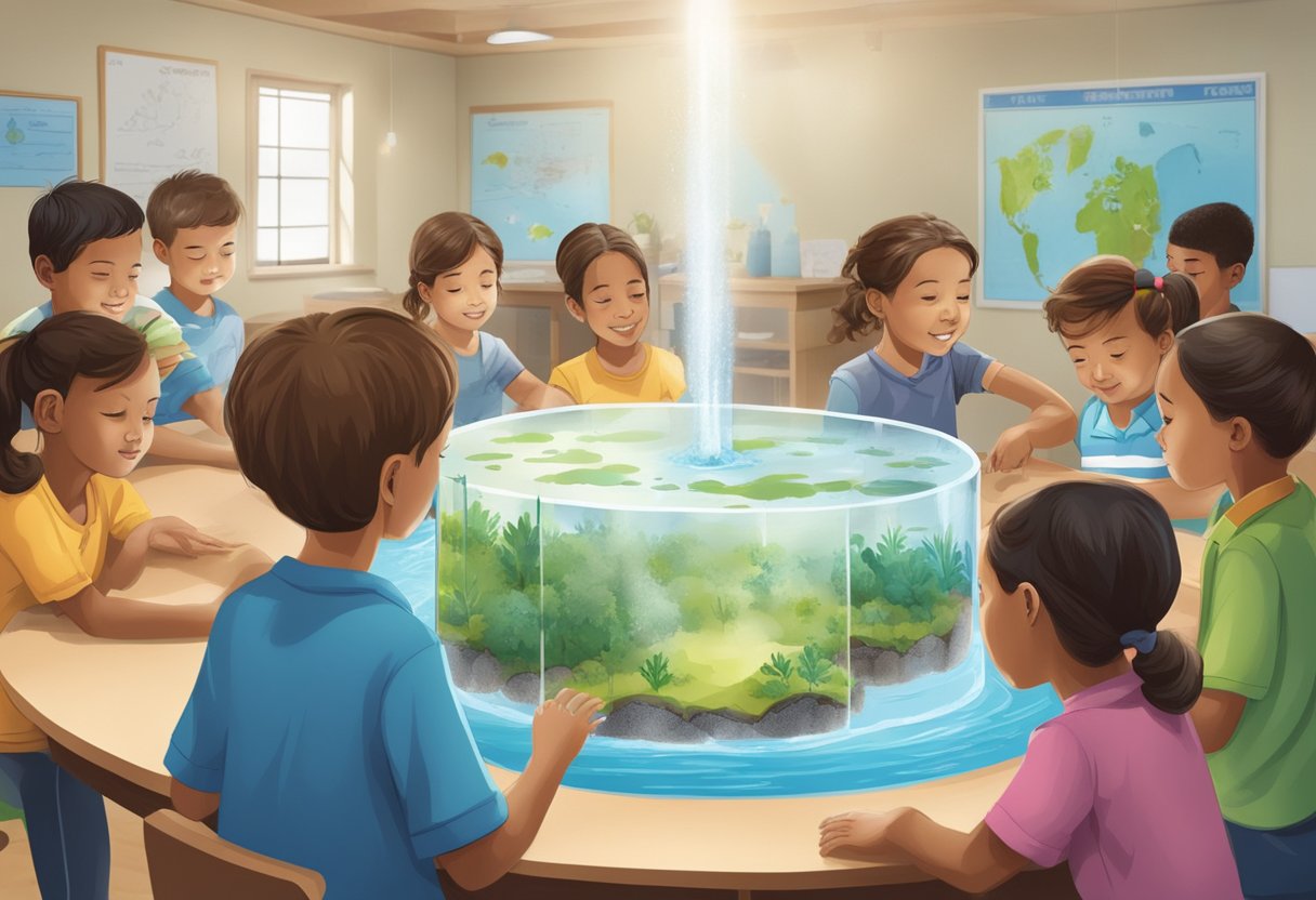 Primary Science Projects Singapore: Engaging Activities for Young Learners Science Projects,Singapore LearningMole Primary Science Projects Singapore: A group of children observe a water filtration experiment, surrounded by charts and models of the water cycle and environmental impact