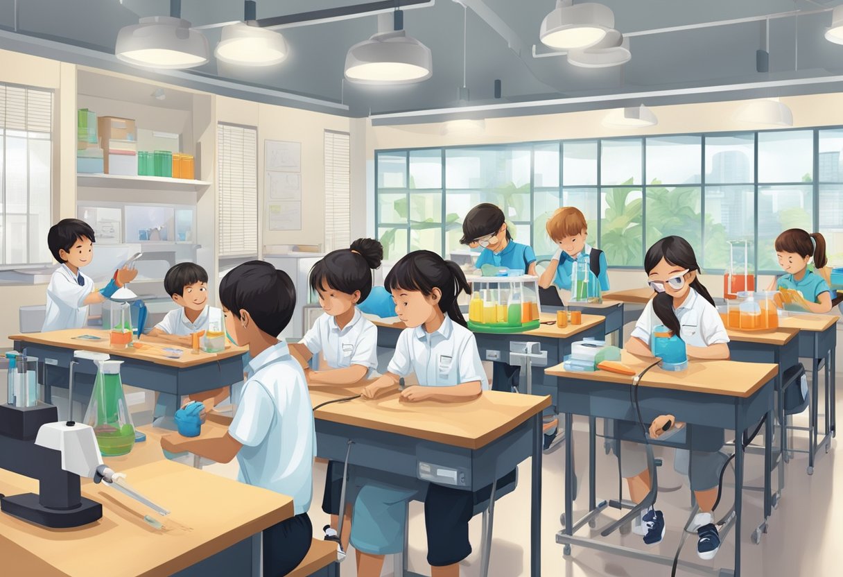 Primary Science Projects Singapore: Engaging Activities for Young Learners Science Projects,Singapore LearningMole Primary Science Projects Singapore: A group of young students conducting science experiments with various equipment and materials in a classroom setting in Singapore