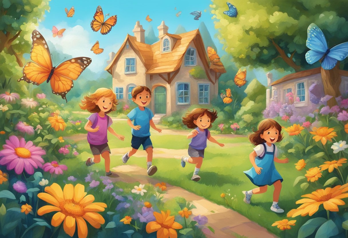 Children Play Quotes: Celebrating the Joy of Childhood Children play quotes,children LearningMole Children playing in a whimsical garden, surrounded by colorful flowers and vibrant butterflies. Their imaginations run wild as they create imaginary worlds and adventures