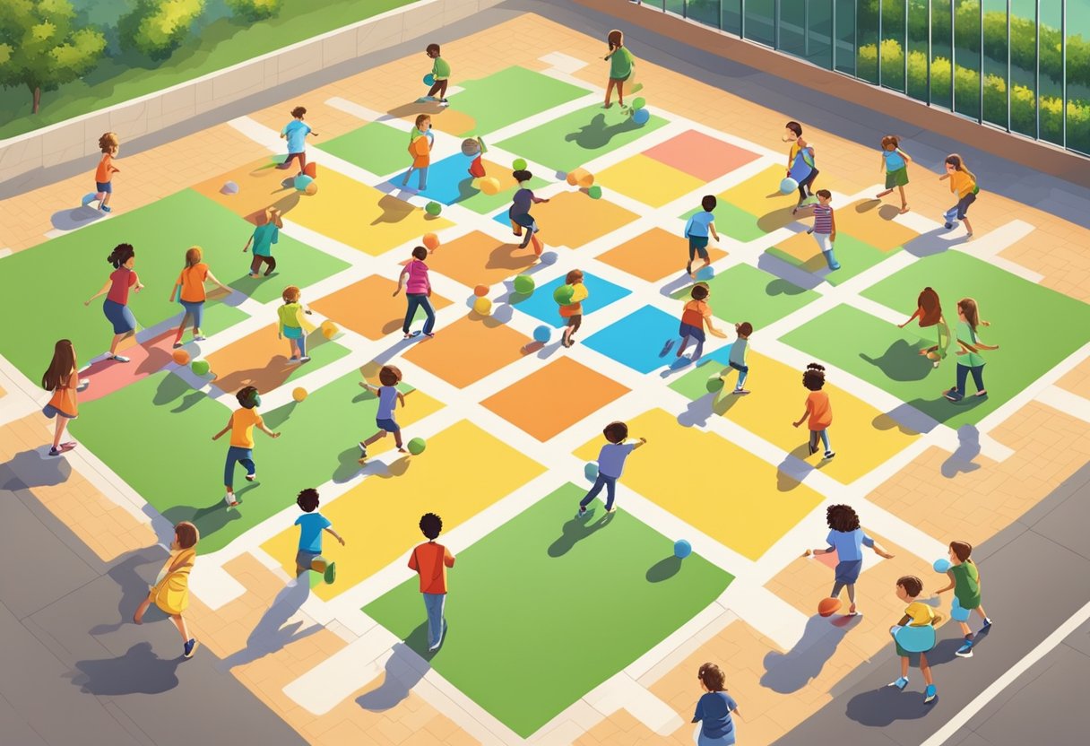 Historic School Yard Games: A Trip Down Memory Lane School Yard Games,school,yard,games LearningMole Children playing strategic school yard games like hopscotch and four square on a sunny afternoon
