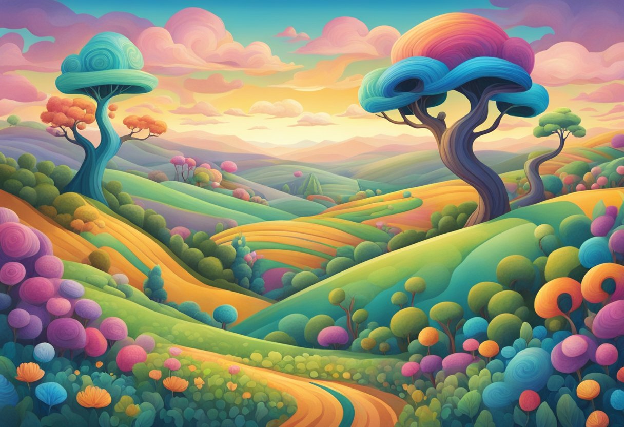 Dr Seuss Quotes for Kids: Inspiring Words for Little Learners Seuss Quotes,child LearningMole A colorful, whimsical landscape with rolling hills, fantastical creatures, and playful, twisting trees