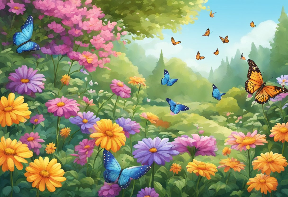 Butterfly Quotes for Kids: Uplifting Sayings to Inspire Young Minds Butterfly Quotes,Butterflies LearningMole A colorful garden filled with blooming flowers and fluttering butterflies