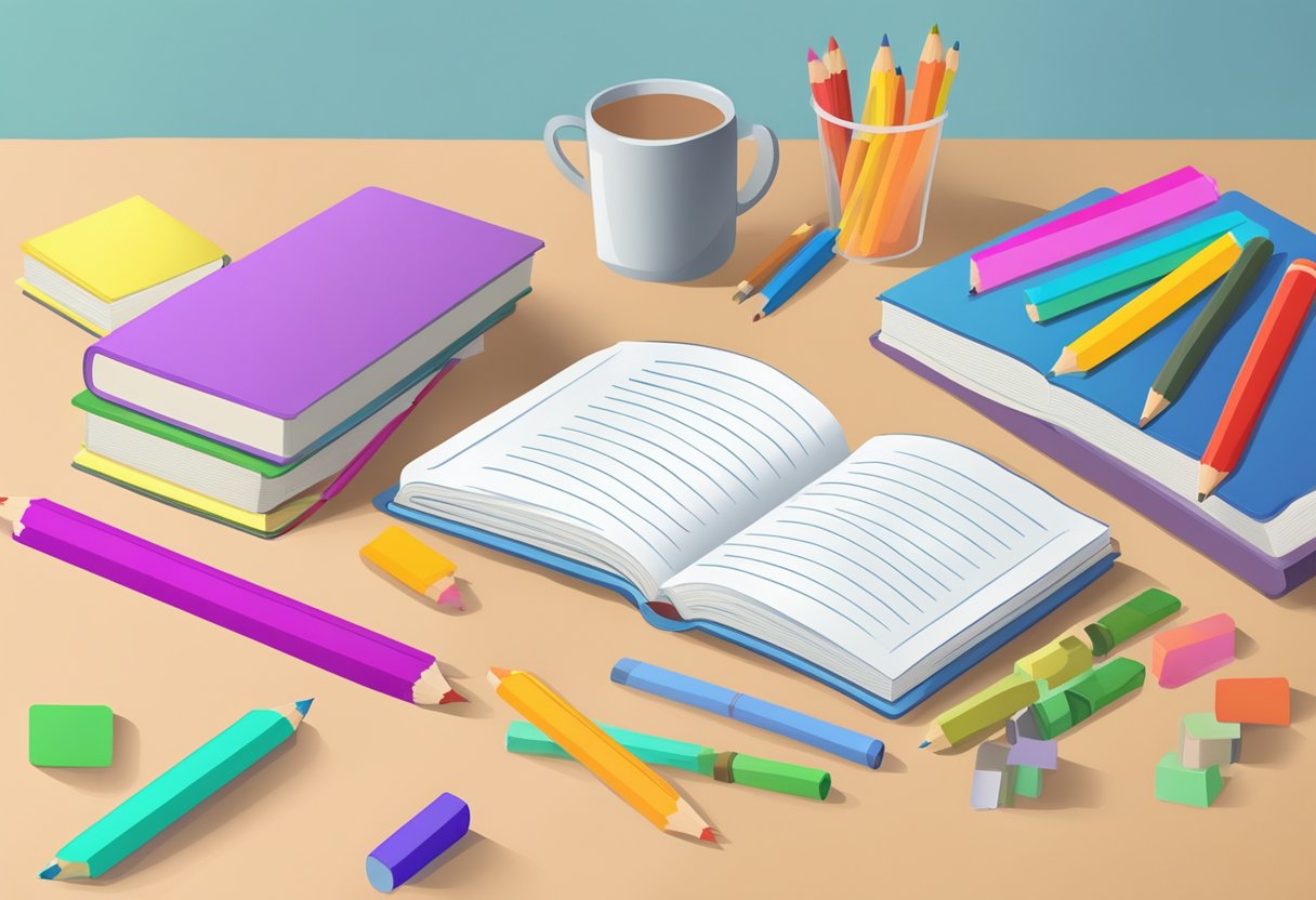 Year One Spelling Activities: Fun Ways to Boost Literacy Skills Spelling activities,vocabulary,words LearningMole Year One Spelling Activities: A table with colorful spelling worksheets, pencils, and erasers scattered around. A stack of spelling books sits in the corner