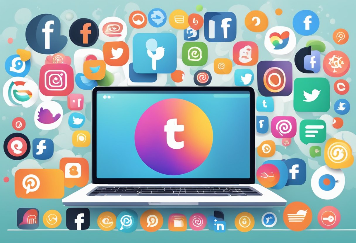 Digital Marketing Solutions: Enhancing Your Online Presence digital marketing,marketing LearningMole Digital Marketing Solutions: A laptop displaying various social media platforms with icons for influencer and affiliate marketing opportunities